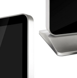 Close-up of two LEDScopic 55" 4K Vertical Digital Touch Screen Kiosks with sleek frames.