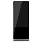 LEDScopic 49" 4K Vertical Digital Kiosk in black with touchscreen and silver base.