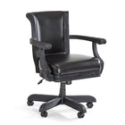 Black leather office chair suits any Brunswick Billiards Centennial Game Table in Black Wire Brush.