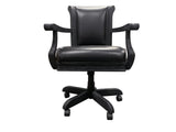 Black leather office chair, ideal for Brunswick Billiards Centennial Game Table setups.