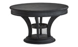 Brunswick Billiards Centennial Game Table in Black Wire Brush with pedestal and metal ring.