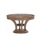 Brunswick Billiards Centennial Game Table in Rustic Dark Brown with spill-resistant surface.