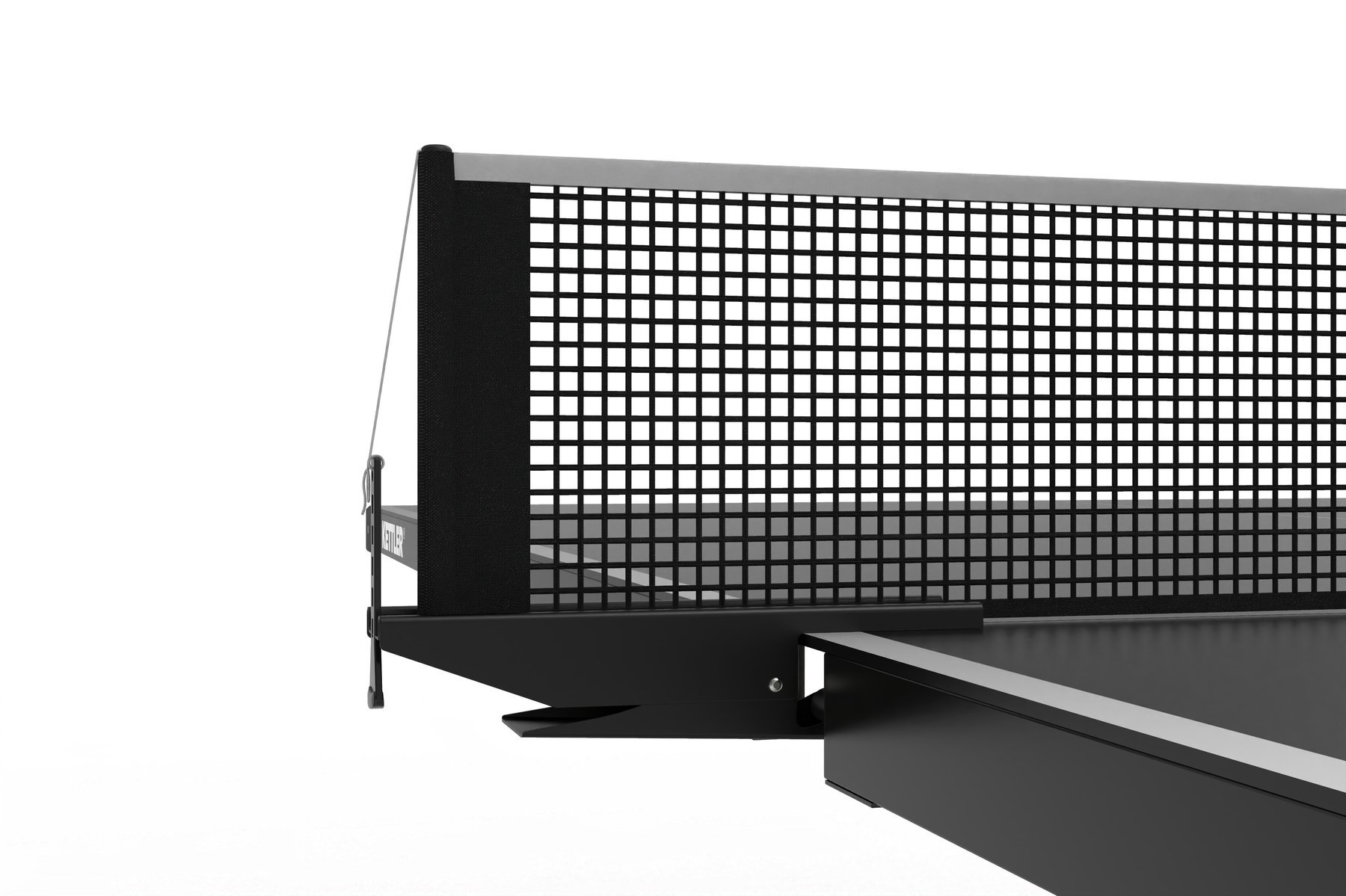Close-up of a table tennis net on a white background