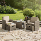 Cupido Wicker 5 Piece Patio Conversation Set With Cushions In Cast Ash