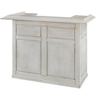 RAM Game Room 60" Bar in antique white features raised edges, paneled sides, and a removable shelf.