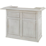RAM Game Room 60" Bar in antique white features raised edges, paneled sides, and a removable shelf.