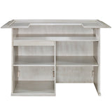 RAM Game Room 60" Bar in antique white with drawer and removable shelf, back view.