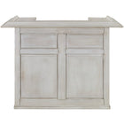 RAM Game Room 60" Bar in antique white with two drawers, doors, and a removable shelf inside.
