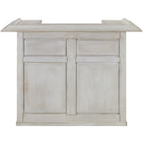 RAM Game Room 60" Bar in antique white with two drawers, doors, and a removable shelf inside.