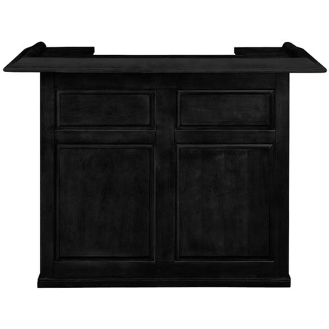 Front view of the RAM Game Room 60" Bar in black, ideal host furniture with panels and drawers.