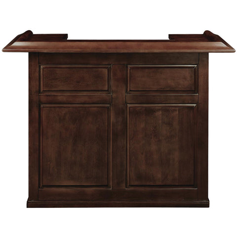 RAM Game Room 60" Bar in cappuccino finish with front-facing drawers and cabinets.