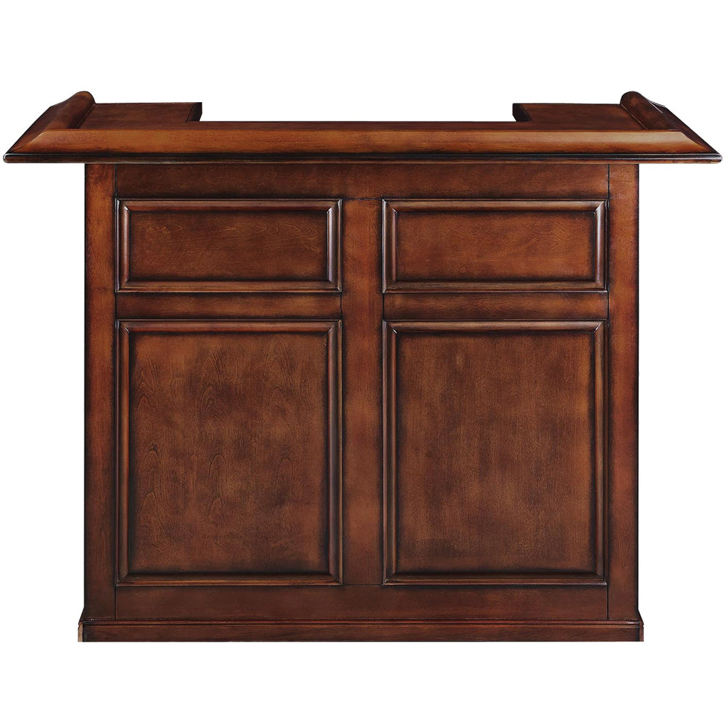 RAM Game Room 60" Bar in Chestnut finish with paneled front, shown on white background.