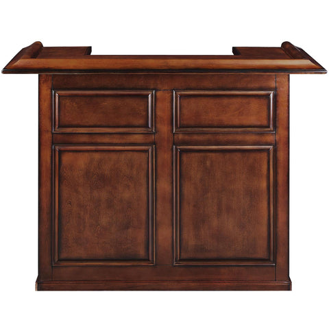 RAM Game Room 60" Bar in Chestnut finish with paneled front, shown on white background.