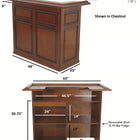 RAM Game Room 60" Bar in black with shelves and storage; see dimensions.