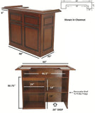 RAM Game Room 60" Bar in black with shelves and storage; see dimensions.