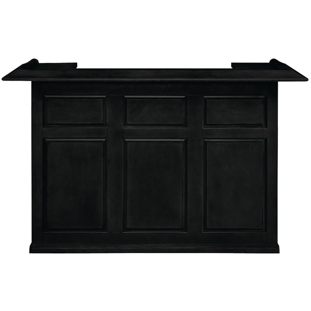 RAM Game Room 72" Bar - Black: a black wooden bar with paneled front and flat top.