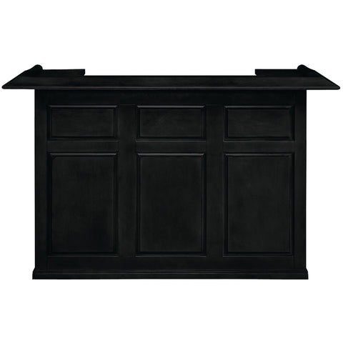 RAM Game Room 72" Bar - Black: a black wooden bar with paneled front and flat top.