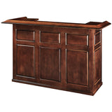 The RAM Game Room 72" Bar in chestnut has three panels and a raised ledge for home bars.