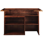 Rear view of the RAM Game Room 72" Bar - Chestnut with open shelves and storage compartments.