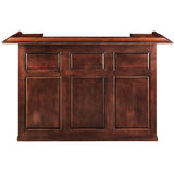 The RAM Game Room 72" Bar in chestnut features a paneled front and rich dark brown finish.