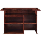 RAM Game Room 72" Bar - English Tudor with open shelves, paneled front, and countertop, rear view.