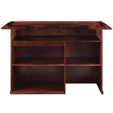 RAM Game Room 72" Bar - English Tudor with open shelves, paneled front, and countertop, rear view.