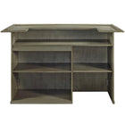 RAM Game Room 72" Bar in Slate with paneled front, open shelves, and divided storage.