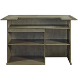 RAM Game Room 72" Bar in Slate with paneled front, open shelves, and divided storage.