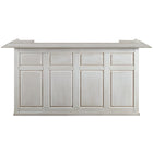 RAM Game Room 84" Bar in Antique White with recessed panels and wide countertop, front view.