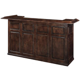 RAM Game Room 84" Bar in cappuccino finish with paneled front and raised edges.