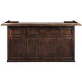 RAM Game Room 84" Bar in cappuccino finish with paneled front, shown on white background.
