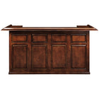Front view of the RAM Game Room 84" Bar in chestnut finish with a paneled front.