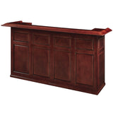 RAM Game Room 84" Bar - English Tudor: dark brown wooden bar with paneled front design.
