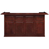 Front view of the RAM Game Room 84" Bar - English Tudor in dark brown with panel detailing.