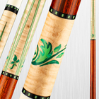 Vikna pool cue with green leaf design on a gray background