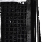 Black mesh bag with a white top and black handle on a white background