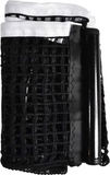 Black mesh bag with a white top and black handle on a white background