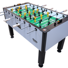 Tornado Elite II Foosball Table in Argent Frost with yellow/black players and eight rods.