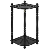 RAM Game Room Floor Cue Rack - Black: solid wood rack with two shelves and slots for cues.