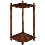 RAM Game Room Chestnut Floor Cue Rack holds 10 cues, features double shelf umbrella stand.