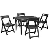 RAM Game Room 48" Folding Game Table - Black with four matching folding chairs arranged around it.