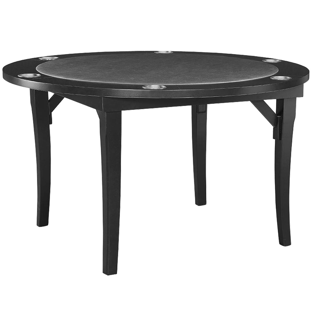 RAM Game Room 48" Black folding game table with cup holders and adjustable foldable legs.