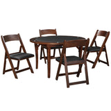 RAM Game Room 48" Folding Game Table in cappuccino with four padded vinyl chairs.