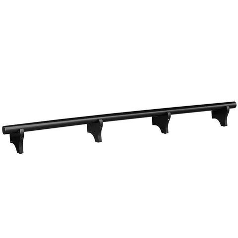 RAM Game Room 84" Dry Bar Foot Rail in black, shown mounted on four brackets.