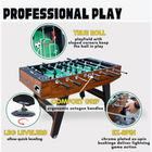 Foosball table with features highlighted on a white background