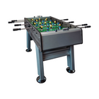 Foosball table with players on a white background