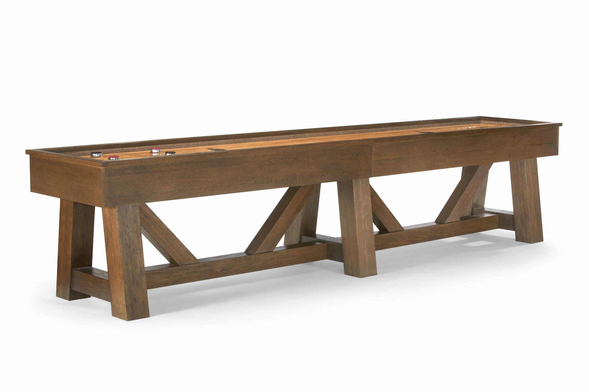 The Brunswick Billiards Botanic 12' Shuffleboard Table adds style to any modern game room.