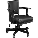 RAM Game Room Swivel Game Chair in black with armrests, five-star base, and padded seat.