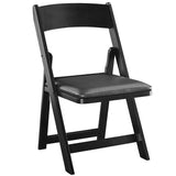 Black padded folding chair pairs well with RAM Game Room 84" Texas Hold'em Table in black.