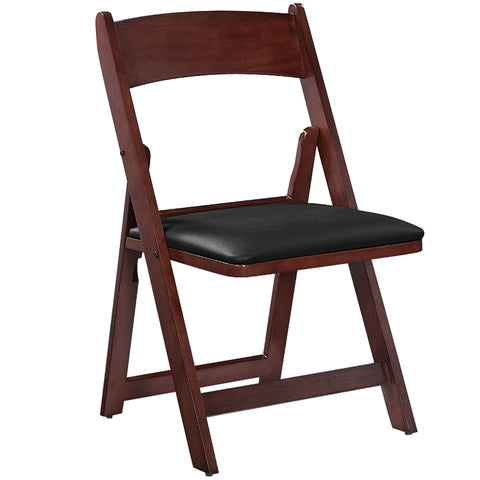 RAM Game Room Folding Game Chair - English Tudor, with padded vinyl seat, shown on white.